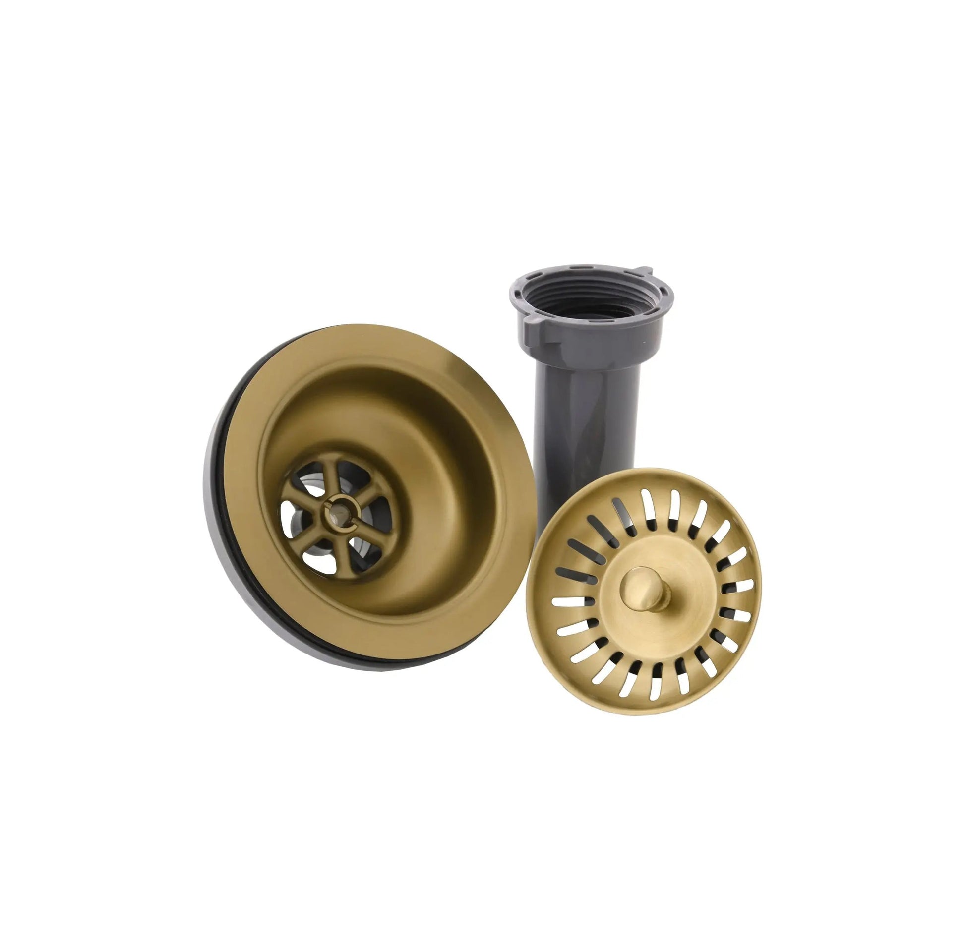 Stylish 3.5" Round Brushed Gold Standard Strainer with Removable Basket - Plumbing Market