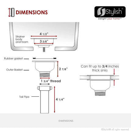 Stylish 3.5" Round Brushed Gold Standard Strainer with Removable Basket - Plumbing Market