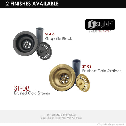 Stylish 3.5" Round Brushed Gold Standard Strainer with Removable Basket - Plumbing Market