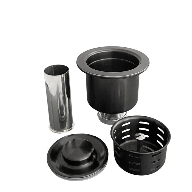 Stylish 3.5" Round Graphite Black Strainer with Deep Removable Basket - Plumbing Market