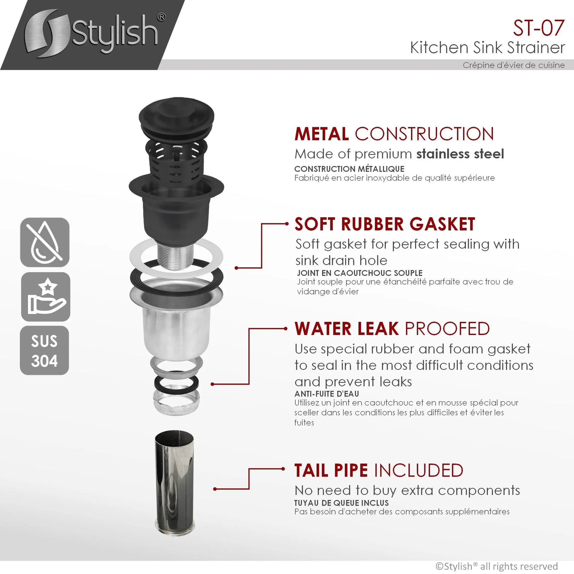 Stylish 3.5" Round Graphite Black Strainer with Deep Removable Basket - Plumbing Market