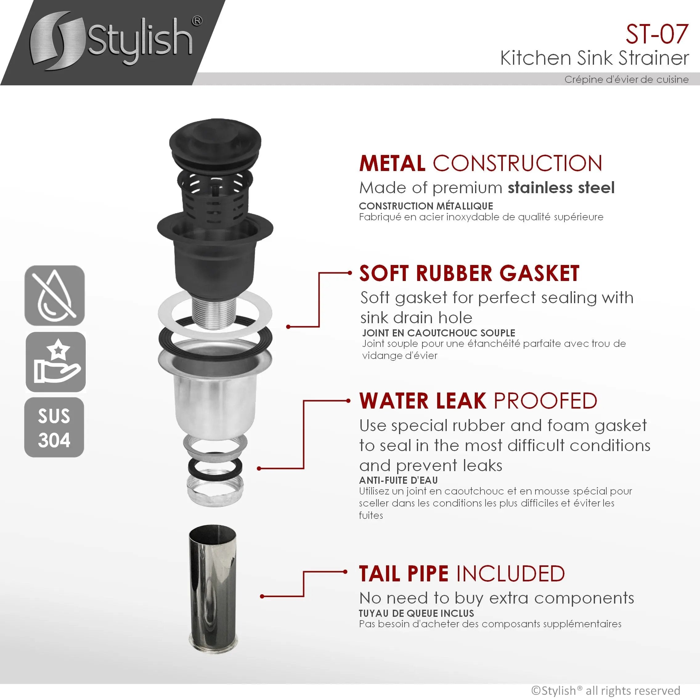 Stylish 3.5" Round Graphite Black Strainer with Deep Removable Basket - Plumbing Market