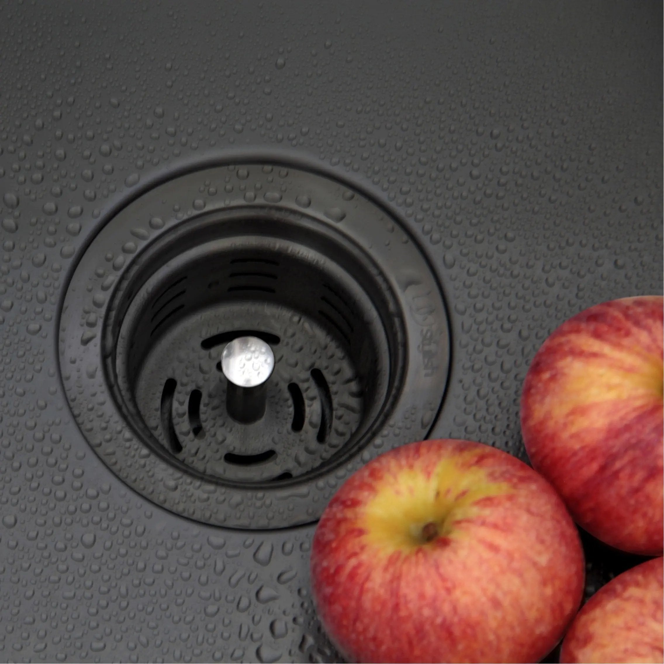Stylish 3.5" Round Graphite Black Strainer with Deep Removable Basket - Plumbing Market