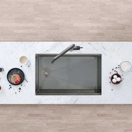Stylish 33 Inch Graphite Black Kitchen Sink Workstation S-613WNK - Plumbing Market