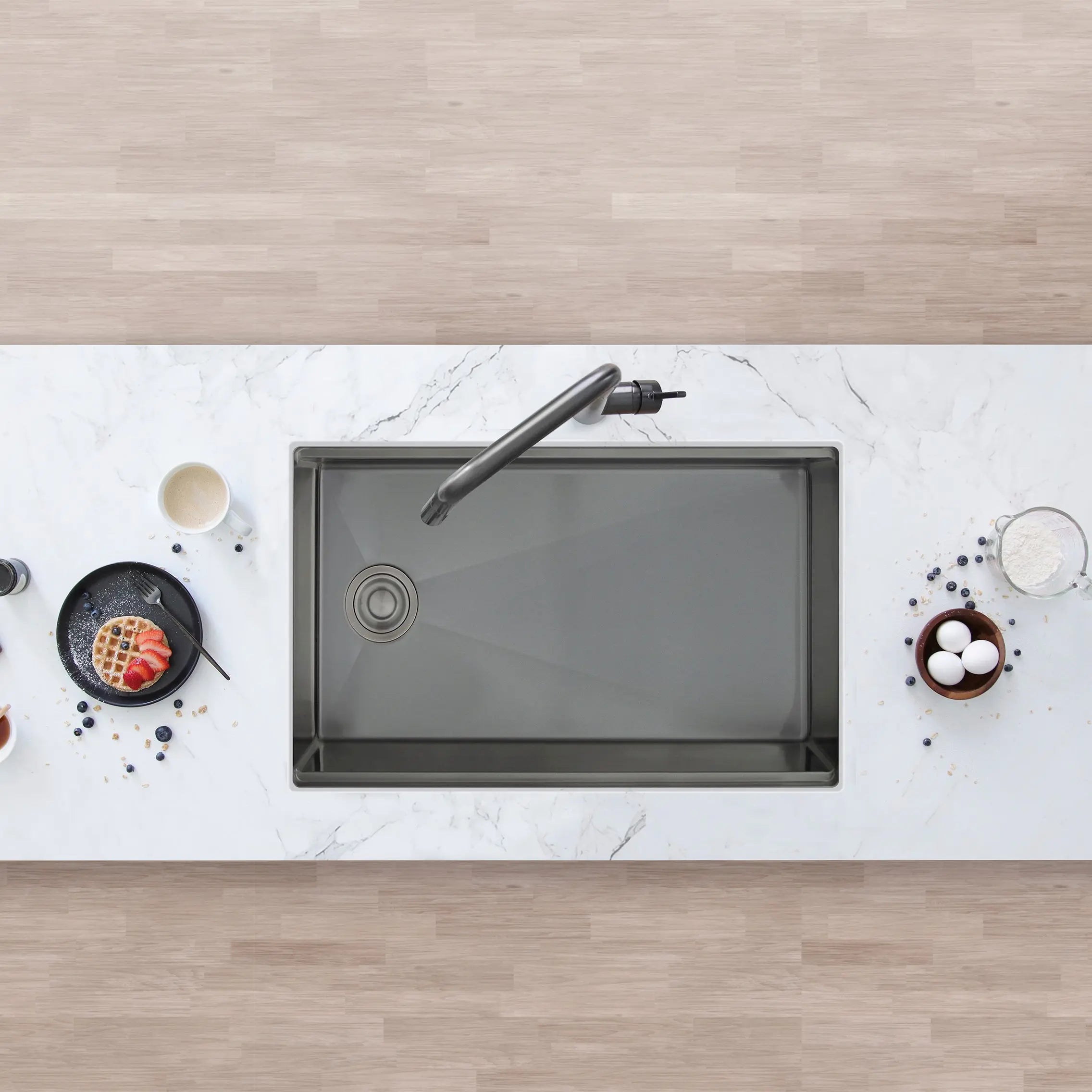 Stylish 33 Inch Graphite Black Kitchen Sink Workstation S-613WNK - Plumbing Market