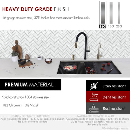 Stylish 33 Inch Graphite Black Kitchen Sink Workstation S-613WNK - Plumbing Market