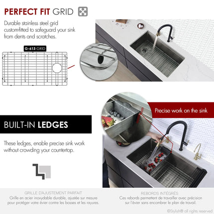 Stylish 33 Inch Graphite Black Kitchen Sink Workstation S-613WNK - Plumbing Market