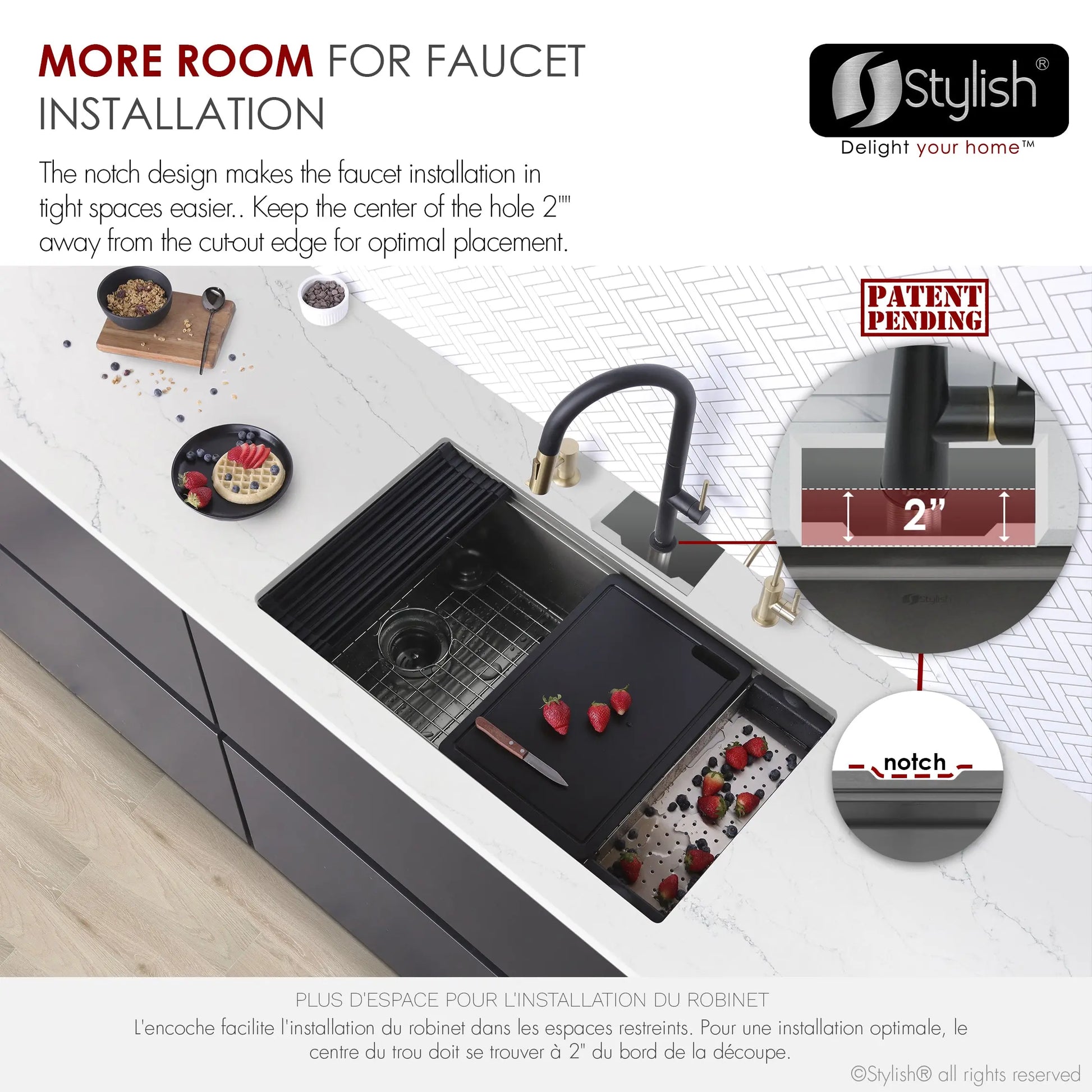 Stylish 33 Inch Graphite Black Kitchen Sink Workstation S-613WNK - Plumbing Market