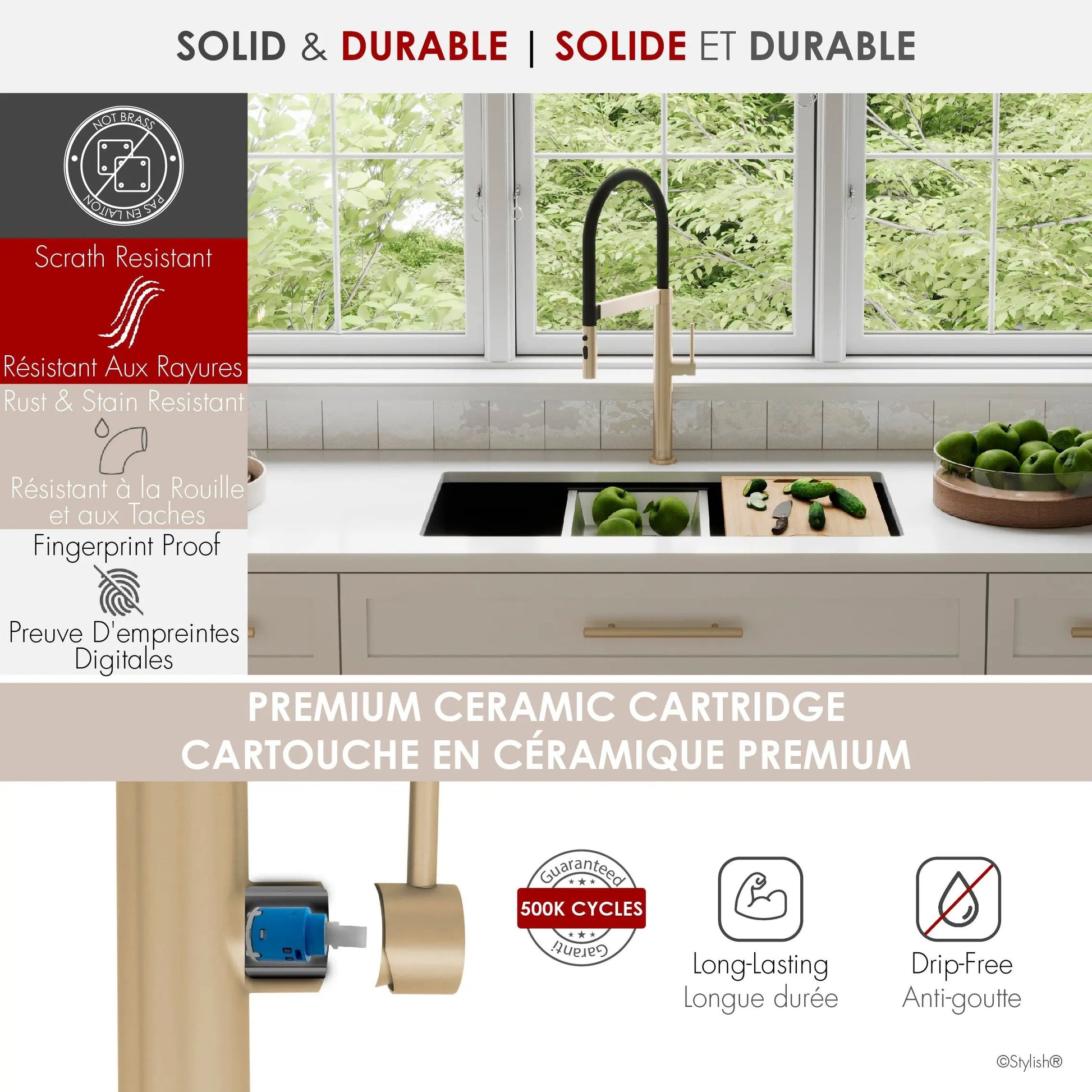 Stylish Carpi Single Handle Pull Out Spray Kitchen Faucet Brushed Gold - Plumbing Market