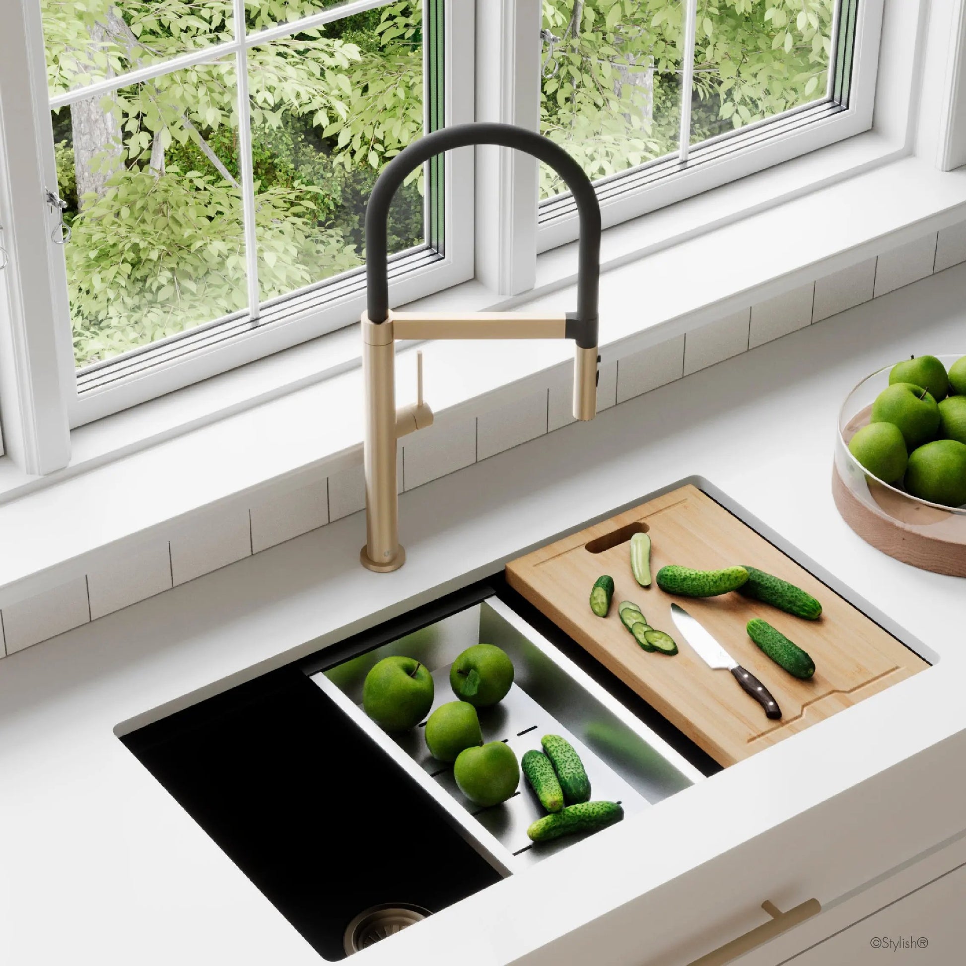Stylish Carpi Single Handle Pull Out Spray Kitchen Faucet Brushed Gold - Plumbing Market