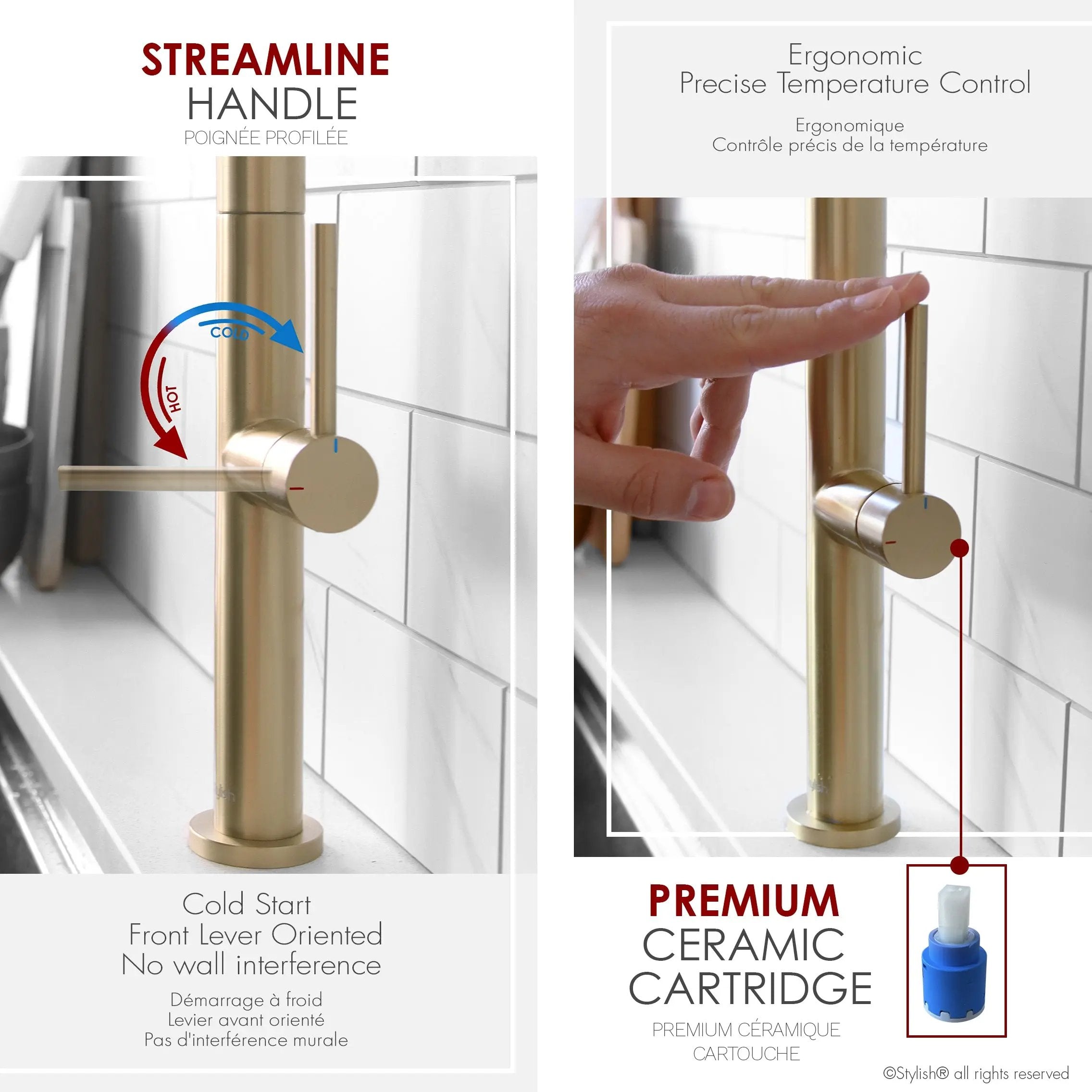 Stylish Catania Single Handle Brushed Gold Pull Down Kitchen Faucet - Plumbing Market