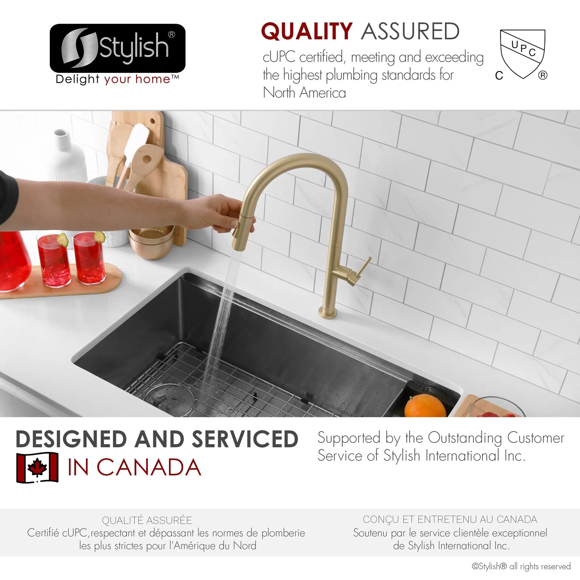Stylish Catania Single Handle Brushed Gold Pull Down Kitchen Faucet - Plumbing Market