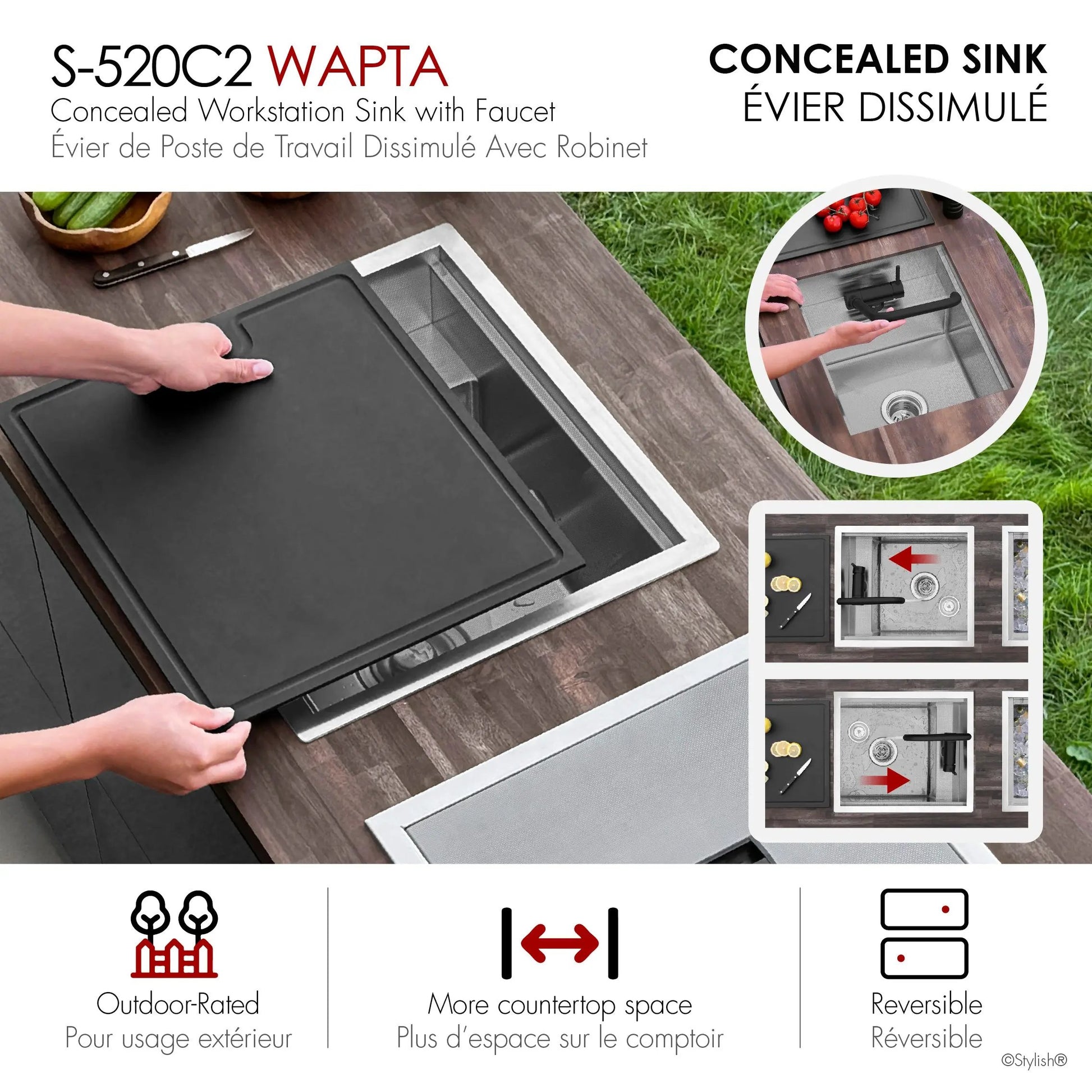 Stylish Concealed Dual-Mount Stainless Steel Utility Sink – 20-Inch, 1-Hole Prep Sink Dura-Tek Finish with Matte Black Faucet - Plumbing Market