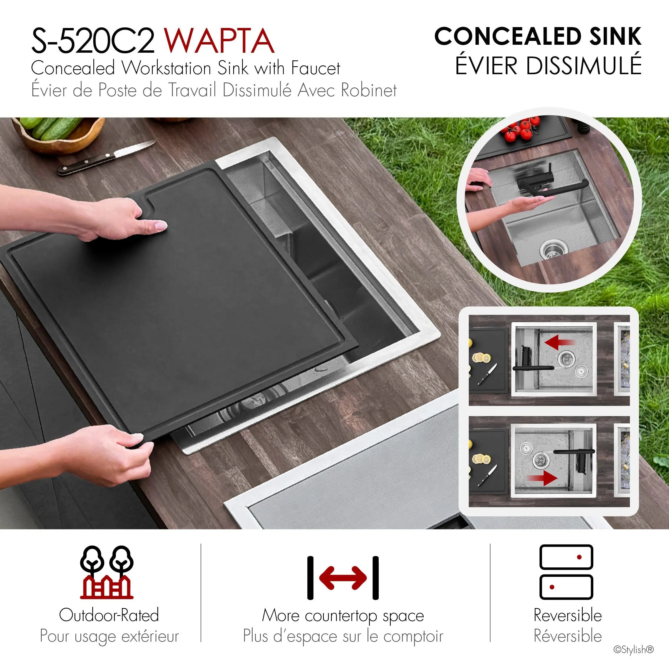 Stylish Concealed Dual-Mount Stainless Steel Utility Sink – 20-Inch, 1-Hole Prep Sink Dura-Tek Finish with Matte Black Faucet - Plumbing Market