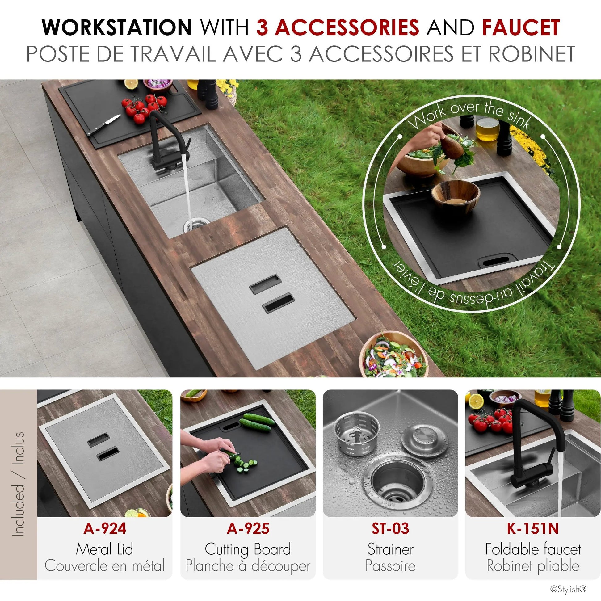 Stylish Concealed Dual-Mount Stainless Steel Utility Sink – 20-Inch, 1-Hole Prep Sink Dura-Tek Finish with Matte Black Faucet - Plumbing Market