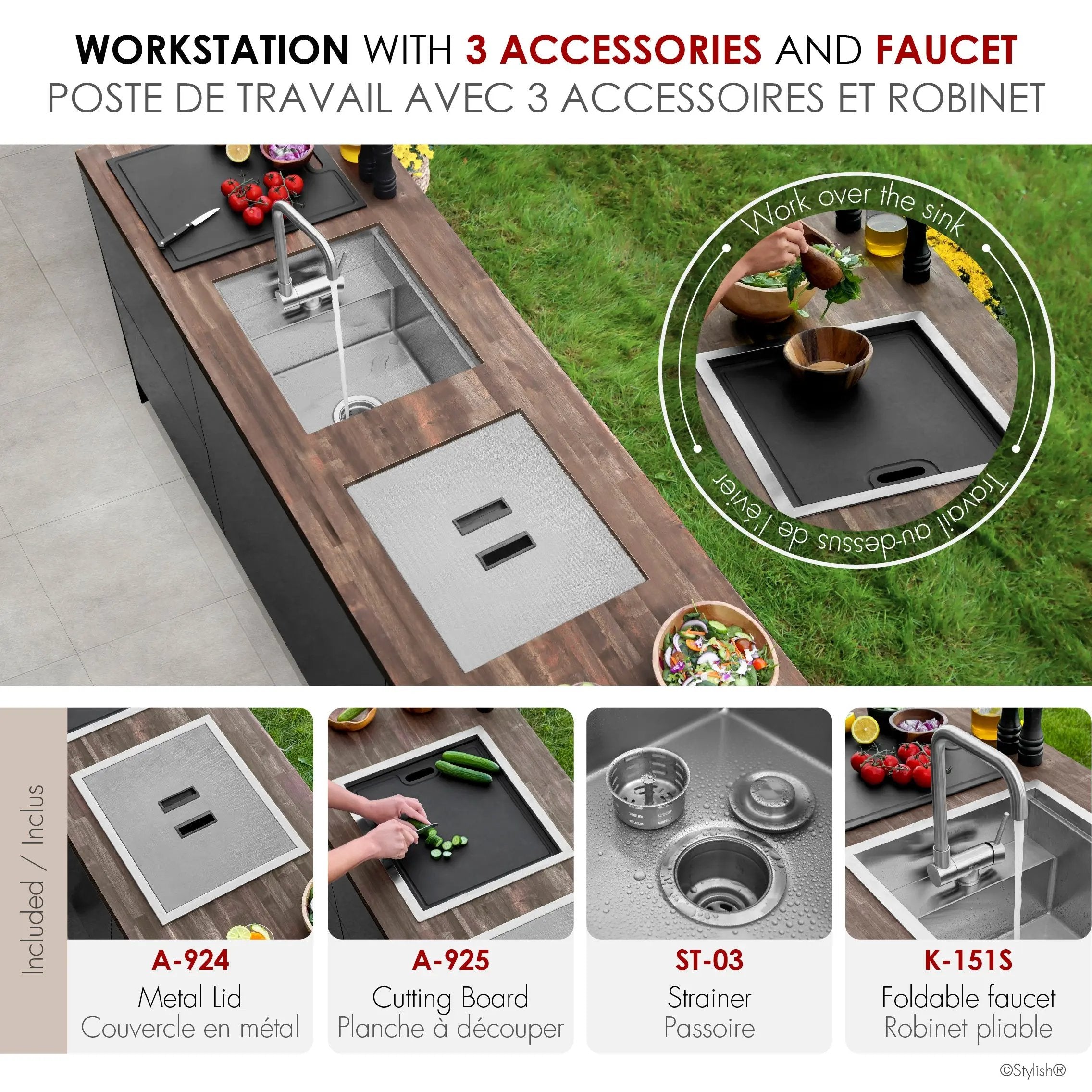 Stylish Concealed Dual-Mount Stainless Steel Utility Sink – 20-Inch, 1-Hole Prep Sink Dura-Tek Finish with Stainless Steel Faucet. - Plumbing Market