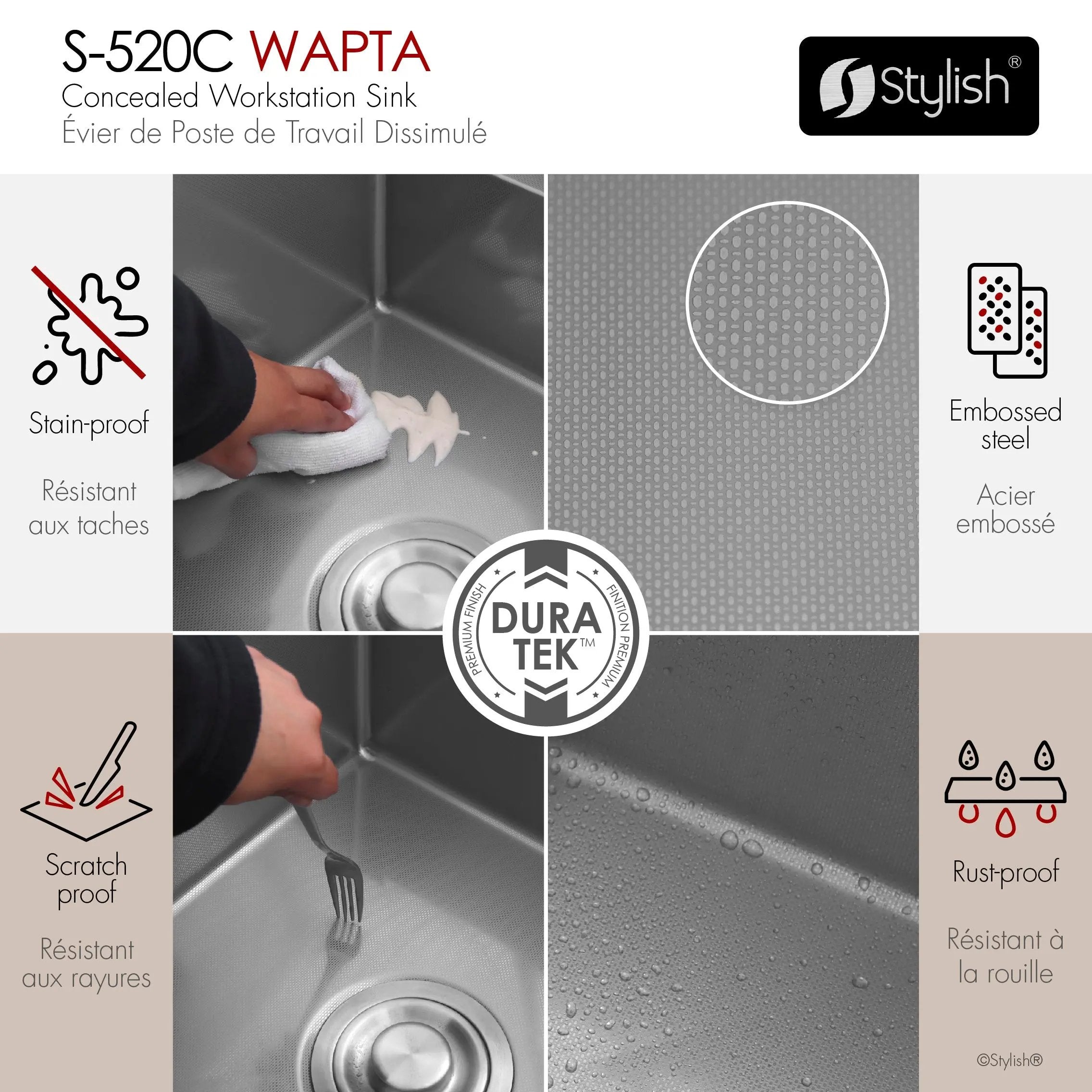 Stylish Concealed Dual-Mount Stainless Steel Utility Sink – 20-Inch, 1-Hole Prep Sink with Dura-Tek - Plumbing Market