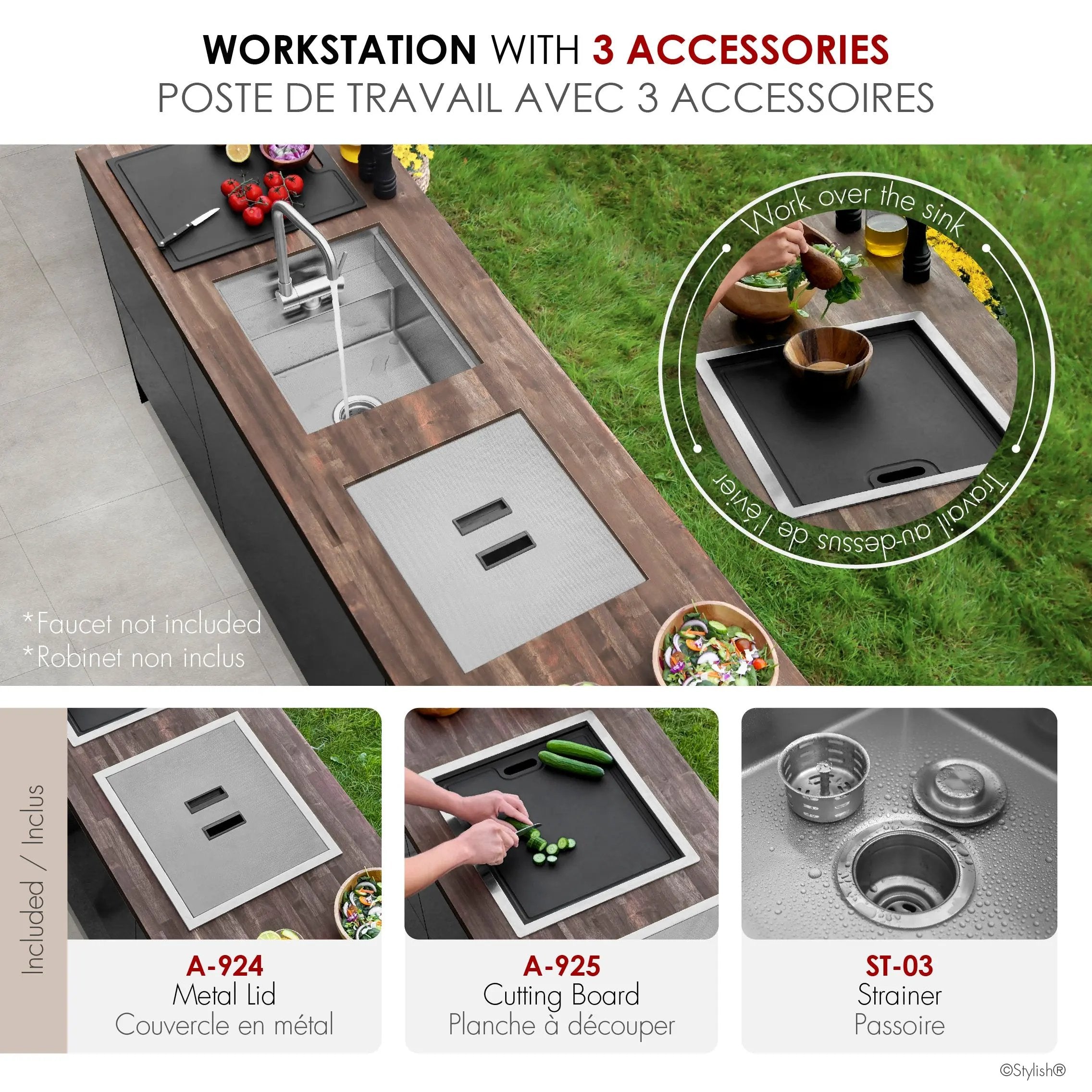 Stylish Concealed Dual-Mount Stainless Steel Utility Sink – 20-Inch, 1-Hole Prep Sink with Dura-Tek - Plumbing Market