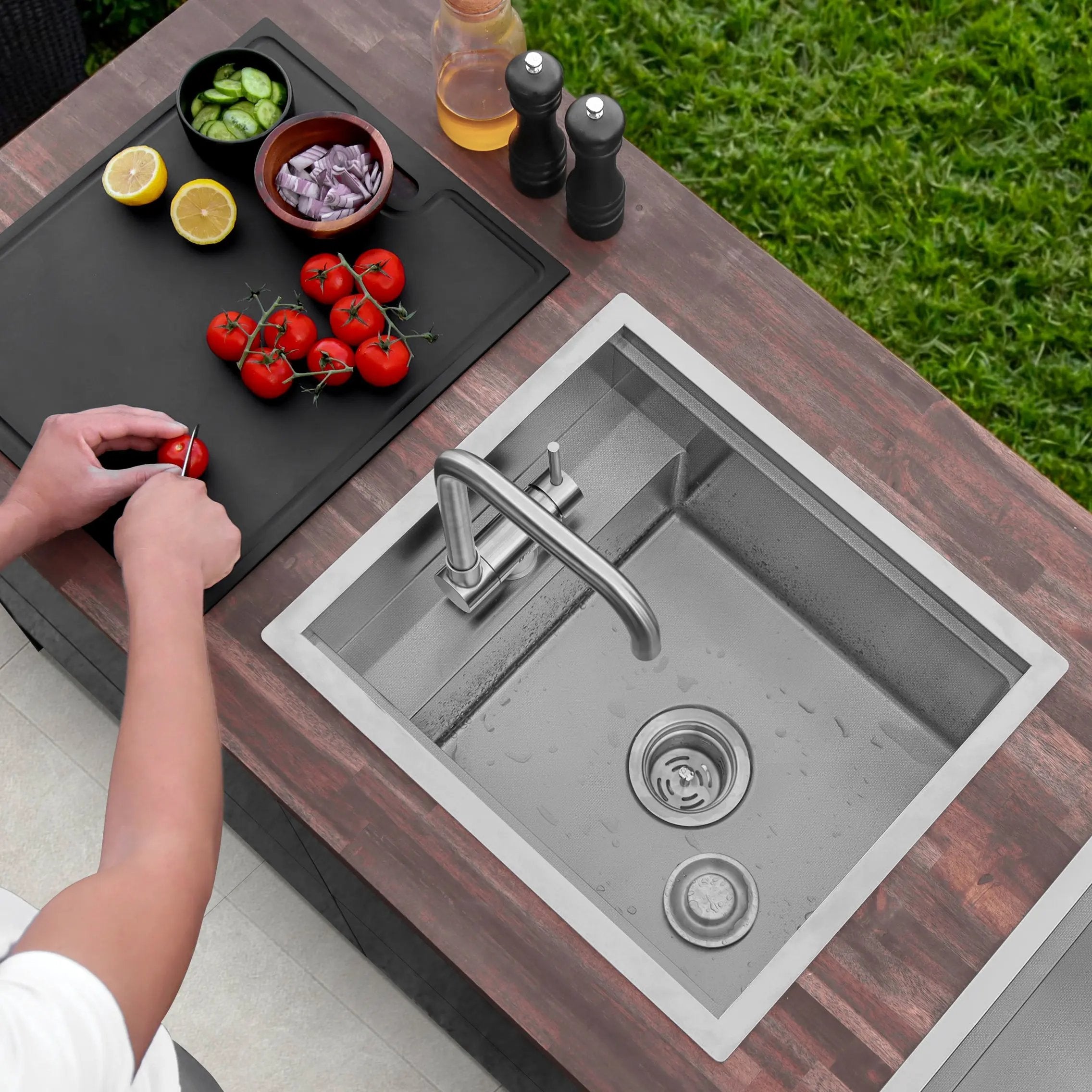 Stylish Concealed Dual-Mount Stainless Steel Utility Sink – 20-Inch, 1-Hole Prep Sink with Dura-Tek - Plumbing Market