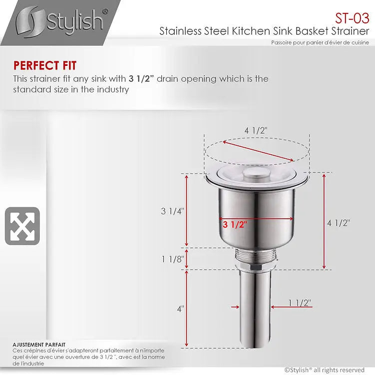Stylish Deep Basket Strainer Kitchen Strainer ST-03 - Plumbing Market