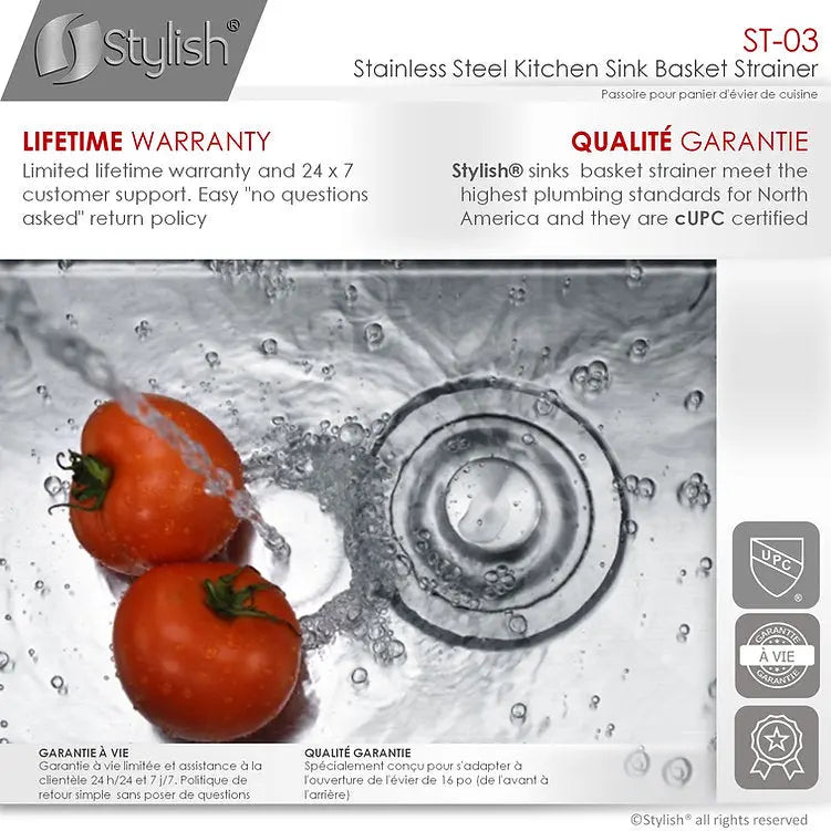Stylish Deep Basket Strainer Kitchen Strainer ST-03 - Plumbing Market