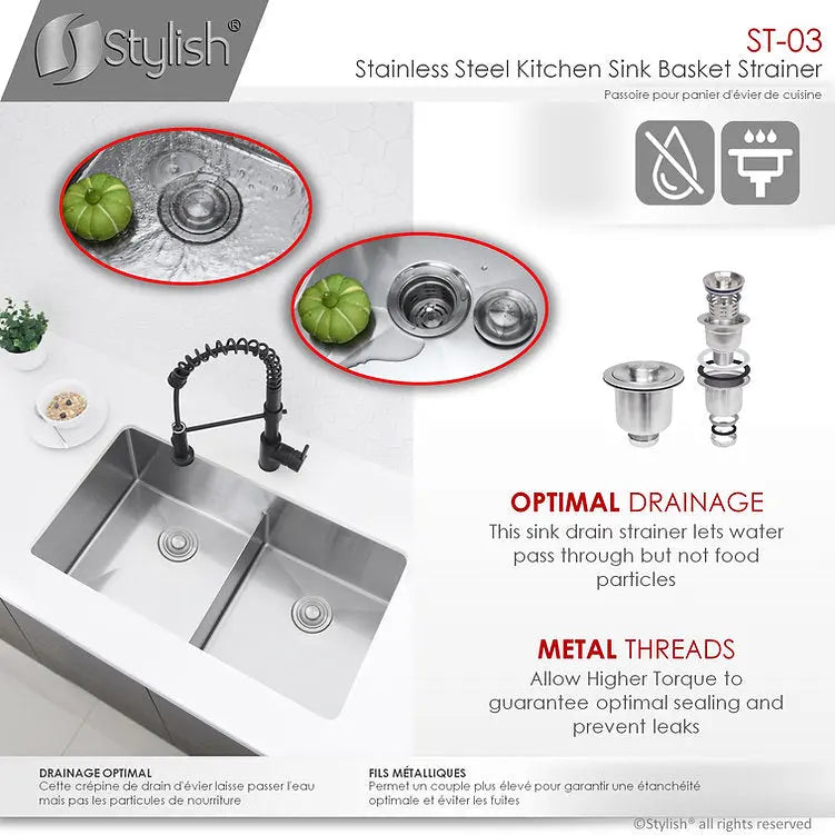 Stylish Deep Basket Strainer Kitchen Strainer ST-03 - Plumbing Market