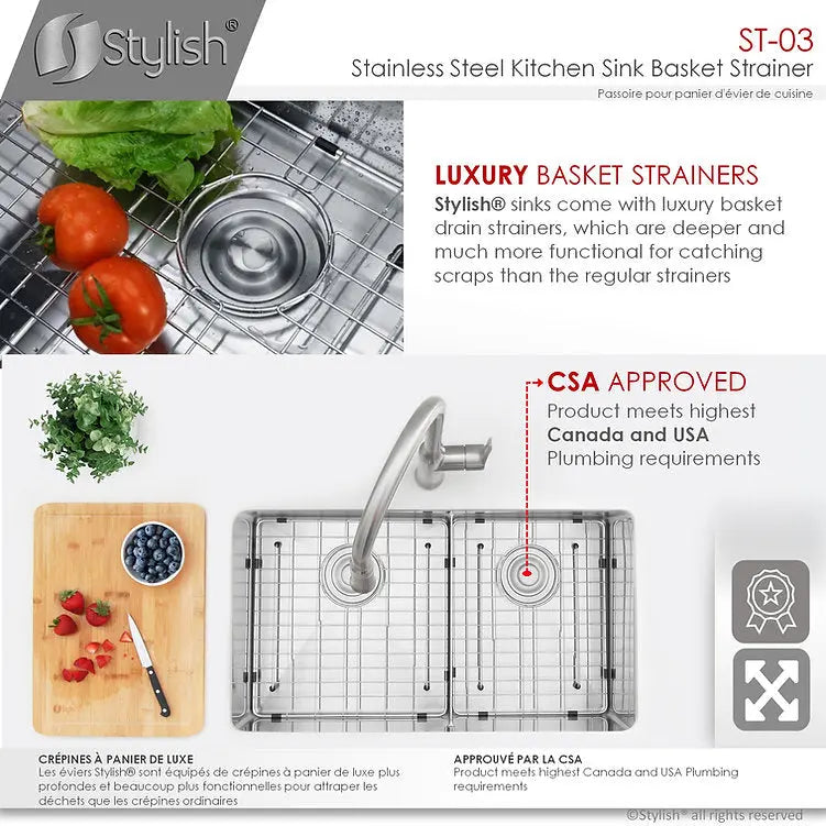 Stylish Deep Basket Strainer Kitchen Strainer ST-03 - Plumbing Market