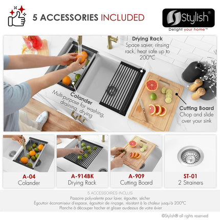 Stylish Dual Mount 30 inch White Composite Granite Double Bowl Workstation Kitchen Sink - Plumbing Market