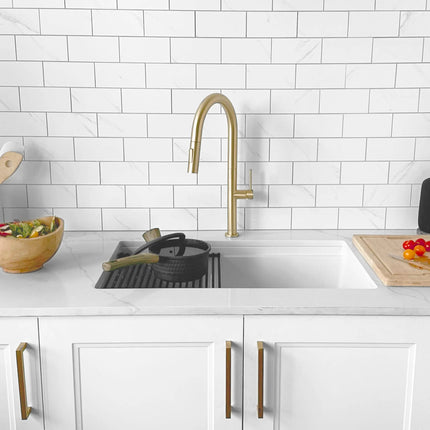 Stylish Dual Mount 30 inch White Composite Granite Double Bowl Workstation Kitchen Sink - Plumbing Market