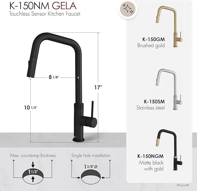 Stylish Gela Single Handle Pull Down Touchless Kitchen Faucet - Plumbing Market