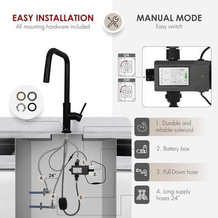 Stylish Gela Single Handle Pull Down Touchless Kitchen Faucet - Plumbing Market