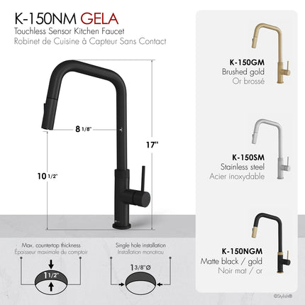 Stylish Gela Single Handle Pull Down Touchless Kitchen Faucet - Plumbing Market