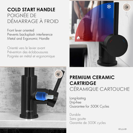 Stylish Milano Pull-Down Kitchen Faucet with water filter. Stainless Steel  Black. - Plumbing Market