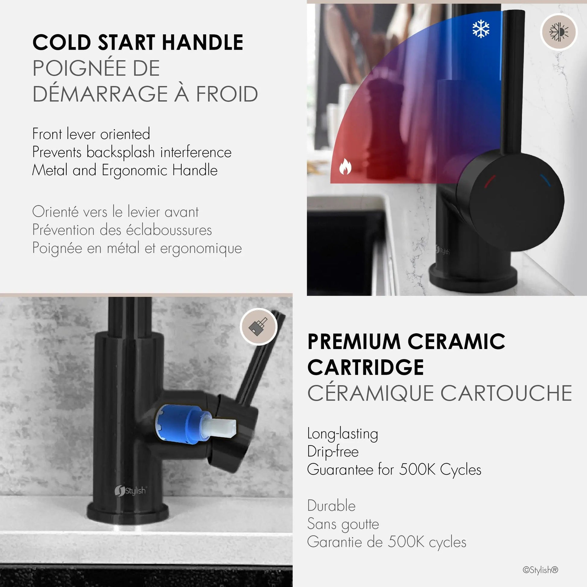 Stylish Milano Pull-Down Kitchen Faucet with water filter. Stainless Steel  Black. - Plumbing Market