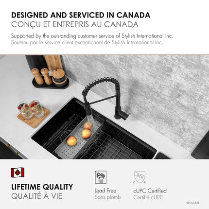 Stylish Milano Pull-Down Kitchen Faucet with water filter. Stainless Steel  Black. - Plumbing Market