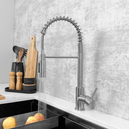 Stylish Milano Pull-Down Kitchen Faucet with water filter. Stainless Steel  Brush. - Plumbing Market