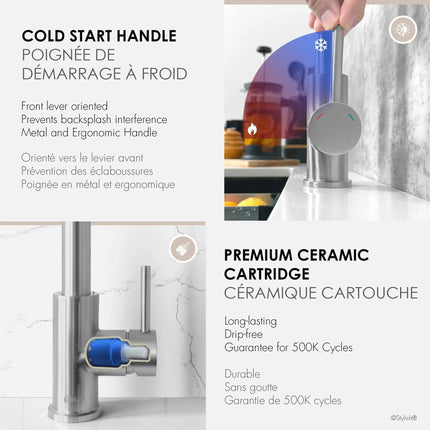 Stylish Milano Pull-Down Kitchen Faucet with water filter. Stainless Steel  Brush. - Plumbing Market