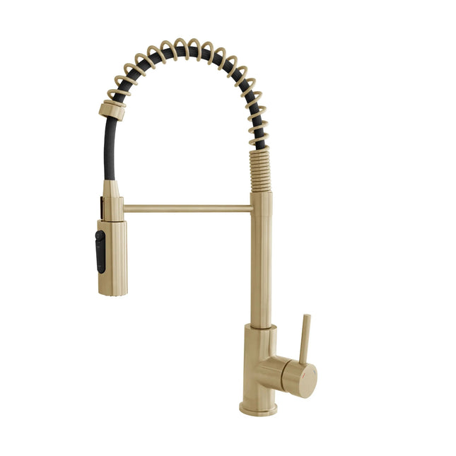 Stylish Milano Pull-Down Kitchen Faucet with water filter. Stainless Steel  Gold. - Plumbing Market