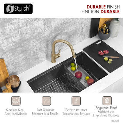 Stylish Modena Single Handle Brushed Gold Pull Down Kitchen Faucet with Reversible Osmosis - Plumbing Market