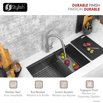 Stylish Modena Single Handle Brushed Stainless Steel Pull Down Kitchen Faucet with Reversible Osmosis - Plumbing Market