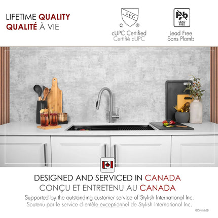 Stylish Modena Single Handle Brushed Stainless Steel Pull Down Kitchen Faucet with Reversible Osmosis - Plumbing Market