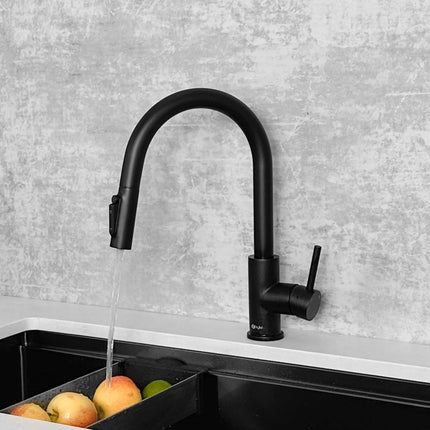 Stylish Modena Single Handle Matte Black Pull Down Kitchen Faucet with Reversible Osmosis - Plumbing Market