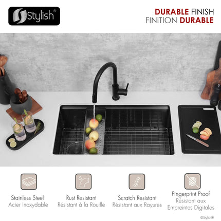 Stylish Modena Single Handle Matte Black Pull Down Kitchen Faucet with Reversible Osmosis - Plumbing Market