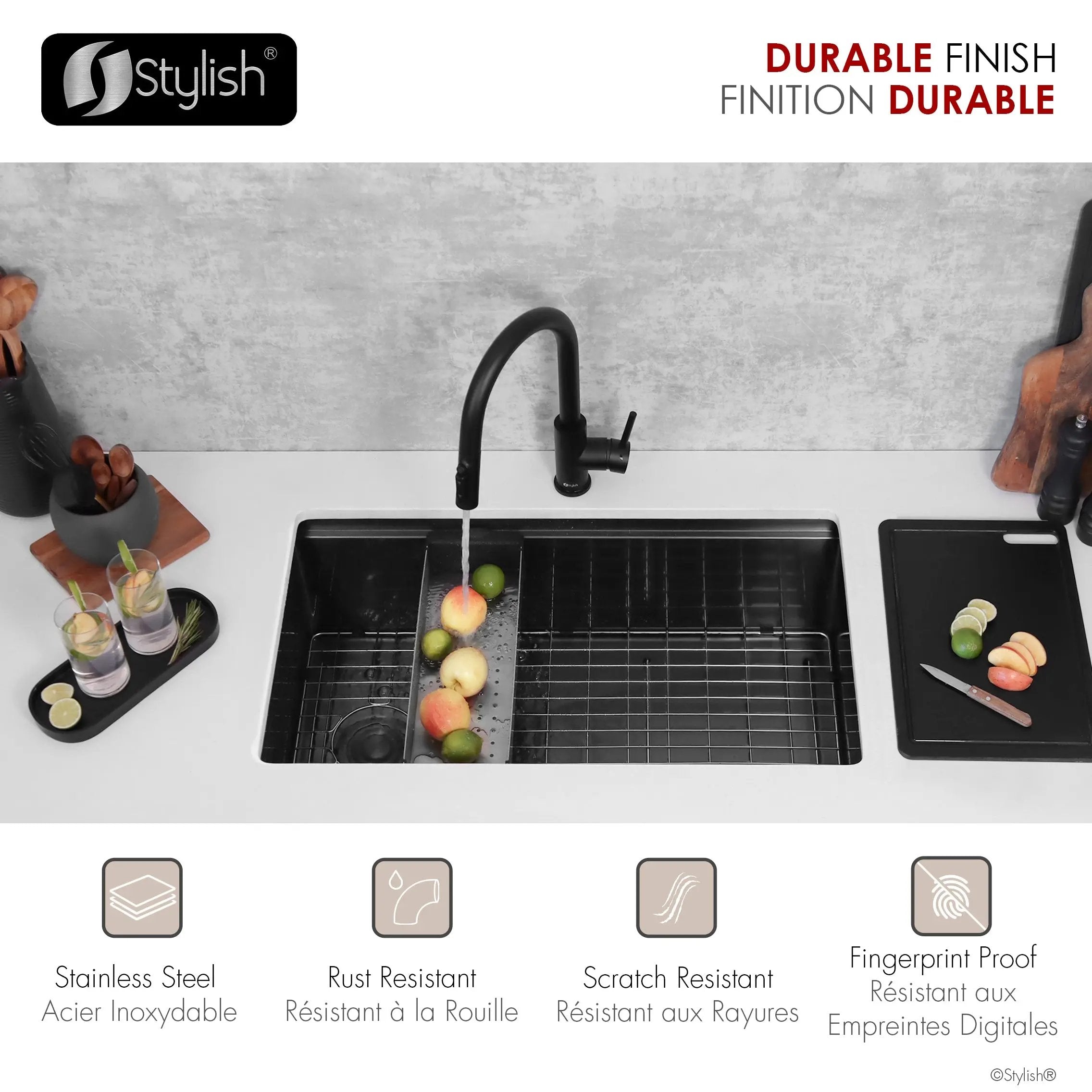 Stylish Modena Single Handle Matte Black Pull Down Kitchen Faucet with Reversible Osmosis - Plumbing Market