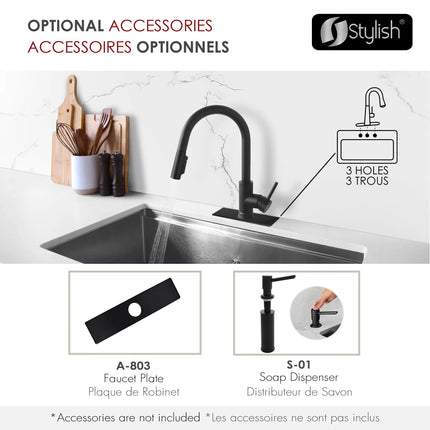 Stylish Modena Single Handle Matte Black Pull Down Kitchen Faucet with Reversible Osmosis - Plumbing Market