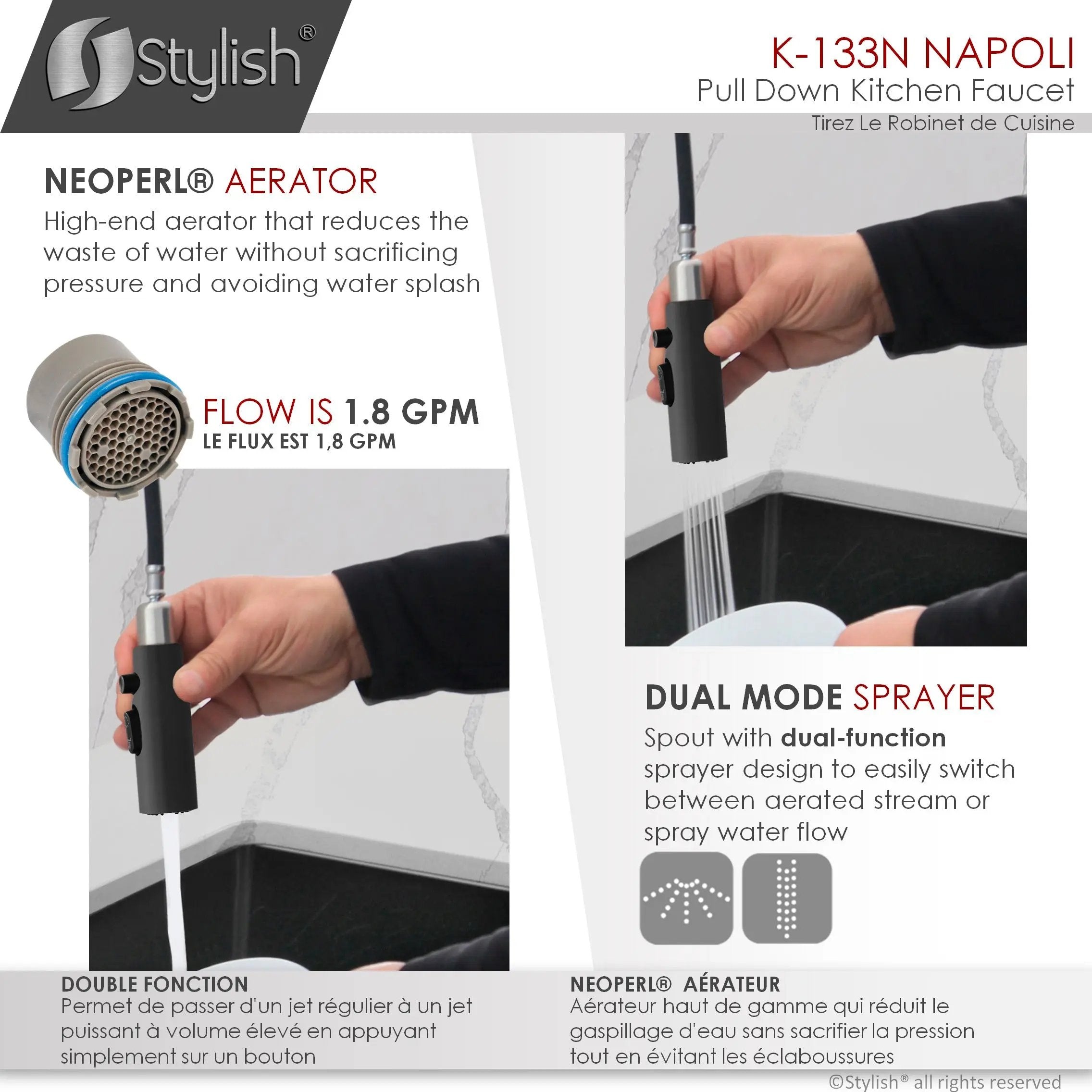 Stylish Napoli Single Handle Matte Black Pull Down Kitchen Faucet  with  Single Handle Matte Black Cold Water Tap Faucet and Faucet Plate - Plumbing Market