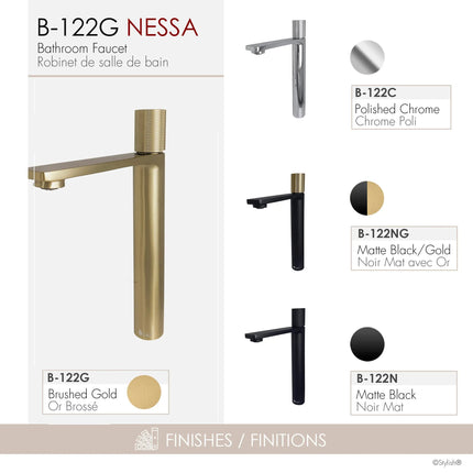 Stylish Nessa Single Handle 12 1/2" Brushed Gold Vessel Bathroom Faucet - Plumbing Market