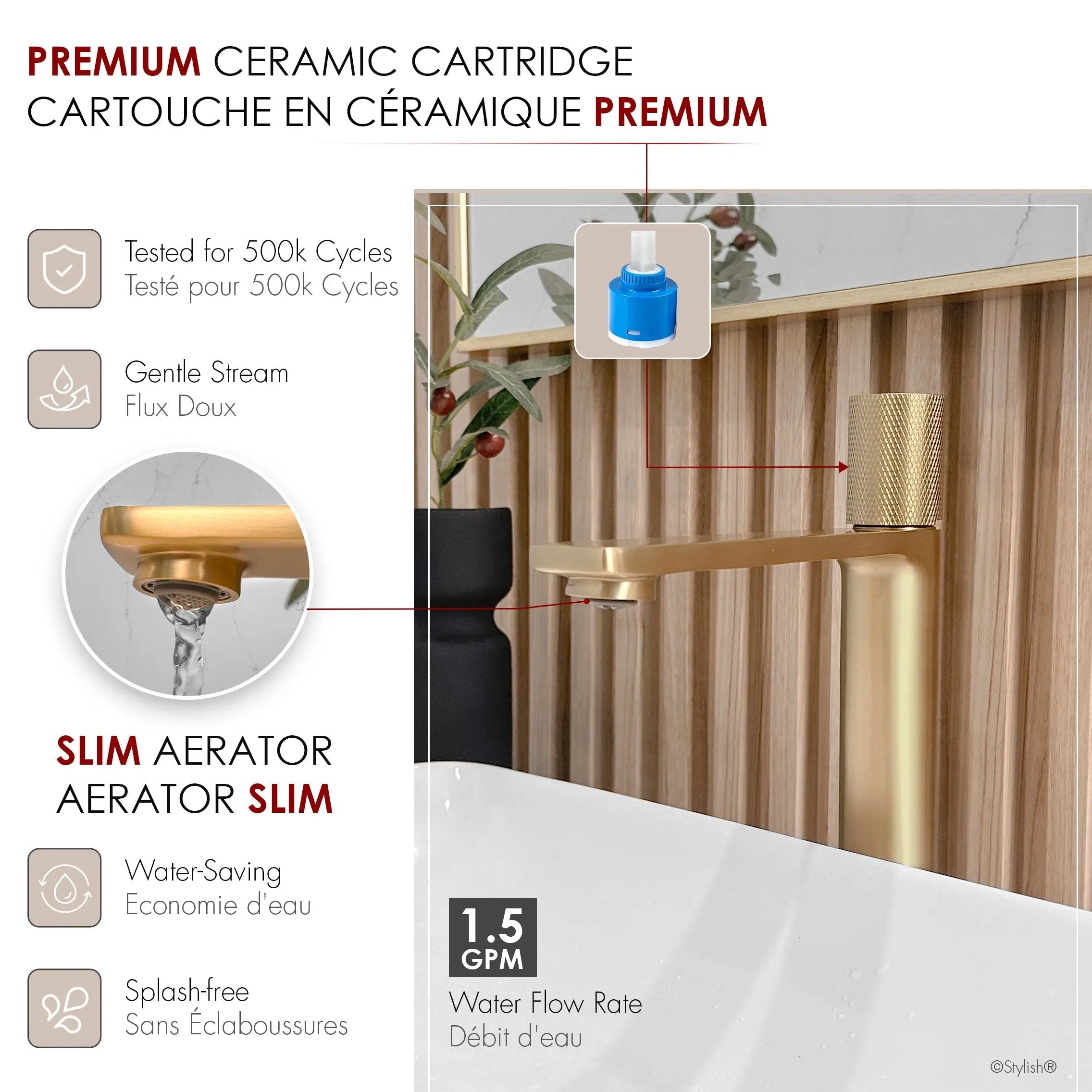 Stylish Nessa Single Handle 12 1/2" Brushed Gold Vessel Bathroom Faucet - Plumbing Market