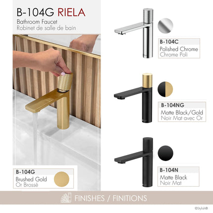 Stylish Riela Single Handle 7 1/2" Brushed Gold Bathroom Faucet - Plumbing Market