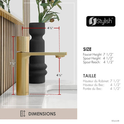 Stylish Riela Single Handle 7 1/2" Brushed Gold Bathroom Faucet - Plumbing Market